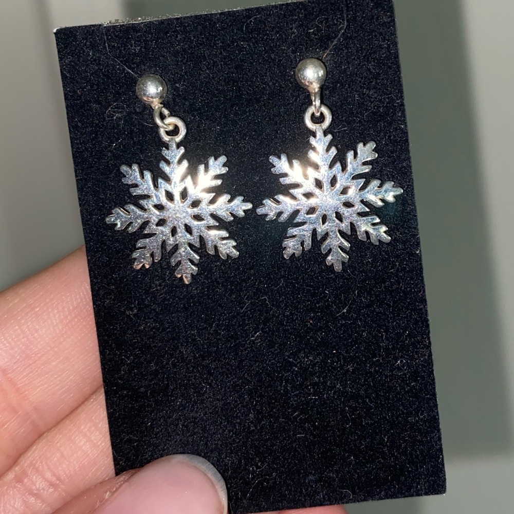 HASLA Norway Sterling Silver Snowflake Dangle Drop Earrings